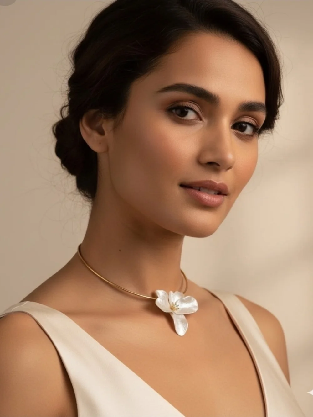 🤍▪️Piper K▪️ Cubic Zorconia Elegant White Flower Collar Choker  Orchid Necklace